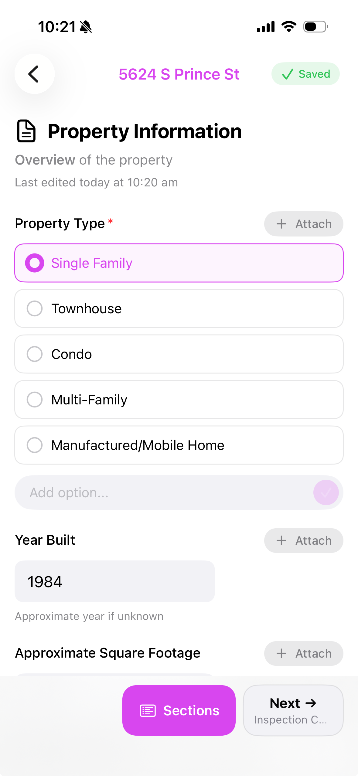 Screenshot of the Eave iOS app filling out fields